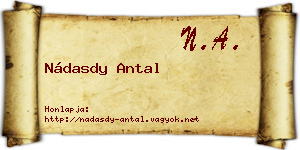 Nádasdy Antal névjegykártya