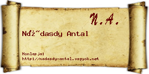 Nádasdy Antal névjegykártya
